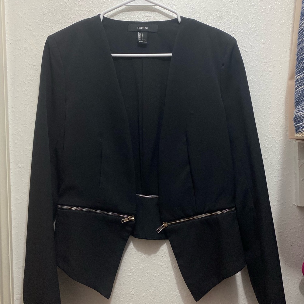 Forever 21 Black Blazer with Zipper Accents